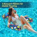 Sunikko X Pool Floats Adult 2 Packs Fabric Heavy Duty Inflatable Pool Chair Hammock, Blow Up Floaties for Adults, Hawaii Flower Floats for Pool Floating, Party Summer Toys Water Beach Lake Fun