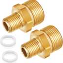 Boltigen M22 x 1/4NPT Pressure Washer Adapter, 2PCS Brass Hex Nipple Power Washer Coupler, 1/4NPT Female to M22-14 Male Brass Fitting 4800PSI