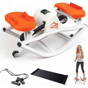 Rocking Steppers for Exercise at Home, the Rock Stepper Side to Side Stepper with 3D Motion & Resistance Bands for Full Body Cardio Workout, Quiet Low-Impact Stair Stepper, 380LBS Loading Capacity