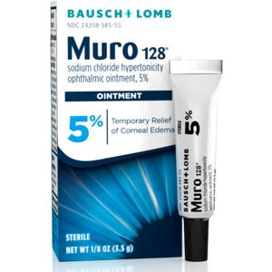 Muro 128 Ointment, Temporary Relief of Corneal Edema, Eye Care, Sodium Chloride Hypertonicity Ophthalmic 5% Ointment , 0.12 Oz