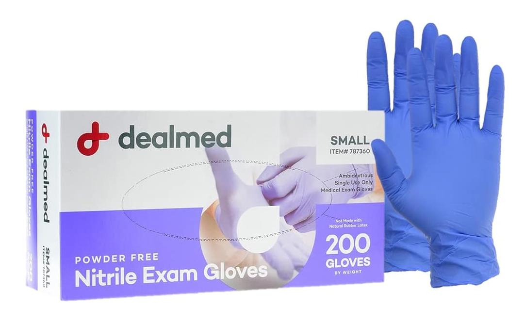 Dealmed Nitrile Exam Gloves Small (200 Count) - Disposable, Latex-Free, Powder-Free, Medical Use (Blue, S)