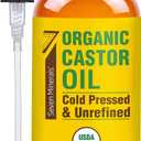 Seven Minerals New 16 fl oz Glass Bottle Castor Oil Organic Cold Pressed Unrefined Glass Bottle Pack - 100% Pure USDA Certified Organic Hexane Free