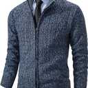 Msmsse Men's Cardigan Sweaters Full Zip Knitted Sweater for Men (M)