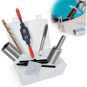 10-Piece Pool Anchor Removal Tool Kit with Storage Box, Rethreading Removing Reinstalling Brass Pool Cover Tool Anchors Kit, One-Stop Brass Anchor Removal Kit