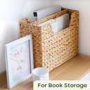 CHI AN HOME Wicker Magazine Basket, Handwoven Water Hyacinth Storage Bin & Organizer for Files, Books, Newspapers, Documents, Decorative Storage Bin with Handle for Office, Living Room, Dorm, Bathroom