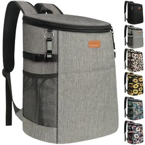 Camping Cooler Backpack 45 Cans, Soft Backpack Coolers Insulated Leak Proof Travel Cooler Bag Waterproof Lunch Picnic Beach Work Trip Thermal Bag Drink Beverage Beer Bag Cooler, Gray