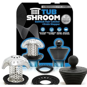 TubShroom Ultra Revolutionary Bath Tub Drain Protector Hair Catcher/Strainer/Snare, Stainless Steel, Stainless Combo Pack of 2