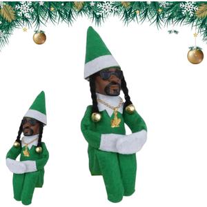 2 x Christmas Elf Plush Doll, Handmade Christmas Elf Plush Hip Hop Doll Decoration, Suitable for Family Holiday Decorations(1PCS)