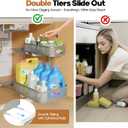 2 Pack 21.3IN-Depth Under Sink Organizer with Smooth Cylindrical Rail,2-Tier Pull Out Multi-Purpose Cabinet Storage for Bathroom&Kitchen,Height Adjustable,Rust-Resistant Coating-Gun Gray