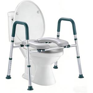 Raised Toilet Seat with Handles, Toilet Seat Riser for Seniors with Adjustable Height & Width, 400lb Cozy Padded Elevated Toilet Seat for Elderly, Handicap and Disabled, Fit Any Toilet
