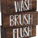 J JACKCUBE DESIGN Wash Brush Flush Bathroom Signs, Funny Farmhouse Classic Rustic Wooden Sign Box- Bath Home Vintage Decor Sign Art with Sayings- MK1066A