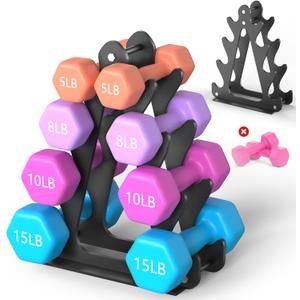 4-Tier Dumbbell Rack for 1-15 lb Weights, Holds 5 Pairs Space-Saving Sturdy A-Frame Stand for Home Gym, Weight Rack for Women's Dumbbell Set (Dumbbell Rack Stand Only)
