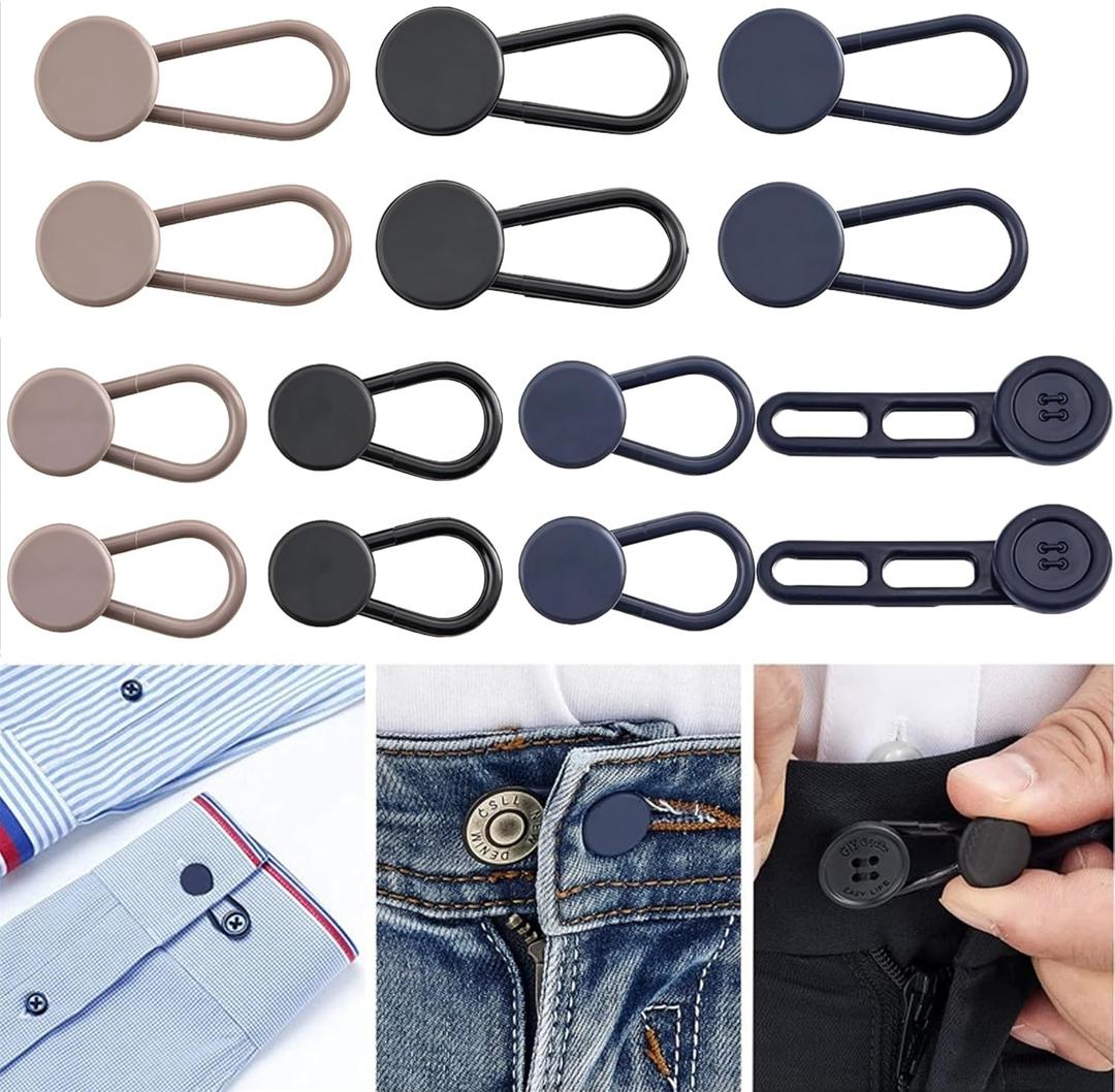 14 PCS Button Extenders for Jeans & Pants - Pants Waist Extenders 1-1.8 Inches for Women and Men - Waist Adjuster for Pregnancy, Shirts,Dress Pants, Collars,Shorts-No Sewing Required