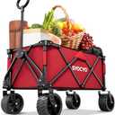 Collapsible Folding Wagon Cart, Heavy Duty Wagon Foldable with 330lbs Weight Capacity, Utility Garden Cart, Beach Wagons with All-Terrain Wheels for Camping, Sports, Shopping, Red
