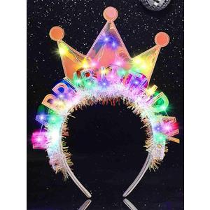 DRESBE Light Up Birthday Headband LED Crown Headbands Birthday Party Favors Hair Accessories for Women