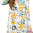 AWULIFFAN Women's Fall Long Sleeve V-Neck T-Shirt Sleepwear Tunic Tops Blouse Shirts (XXL)
