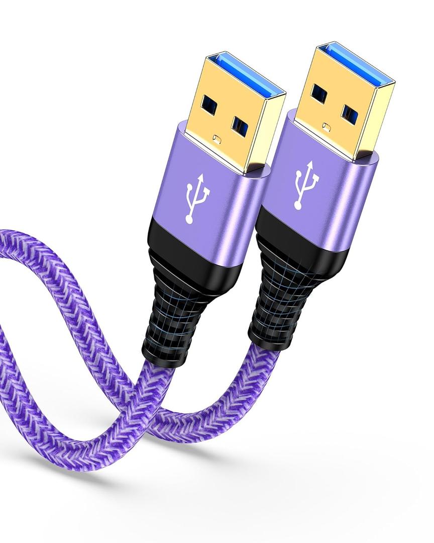 USB to USB Cable 6ft, Male to Male USB A To USB A Cable for WD Hard Drives, PC, Mac, Laptop, PS4, Xbox - USB 3.0 Type A Impresora Long Usba to Usba Cord, High-Speed Data Transfer Cable, 6 Foot (Purple)
