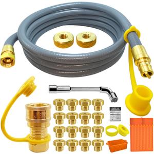 5249 Natural Gas Conversion Kit for Blackstone Grill 28" 36" Griddle, Propane to Natural Gas Conversion Kit w/10ft Natural Gas Hose, Silicone Grill Tool Mat, Grease Cup Liners, 3/8" Quick Connect Etc.