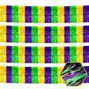 6P Gold Green Purple Wavy Metallic Foil Fringe Banner Tinsel Banner Backdrop Garland Curtains for Parade Floats Wedding Birthday Parties Decoration Halloween Christmas
