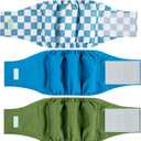 wegreeco Small Dog Diapers Male,Reusable Belly Bands for Male Dogs,Washable Doggie Puppy Male Diapers Wraps,Medium Large Size (5 Pack Medium, Blue Coffee Checkerboard)