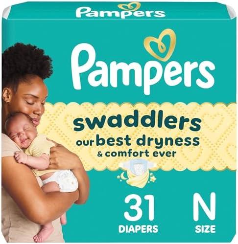 Pampers Baby Diapers - Swaddlers - Size 0, 31 Count, Ultra Absorbent Disposable Newborn Diaper