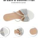 Women's Sandals Rhinestone Strappy Slides With Soft Memory Foam Insole, Dressy Open Toe Beach Slippers Flats for Summer (M)