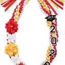Lyrow 50'' 2026 Graduation Lei Double Braided Strands Graduation Ribbon Leis with 4 Satin Flowers Congrats Graduates Money Leis Class of 2026 Gift for Men Women