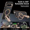 TIANNIUKE for Google Pixel 10 Pro XL Case 360Rotatable Magnetic Ring Holder Stand with Silicone Strap, Fit for MagSafe Mil-Grade Shockproof Translucent Matte Phone Case (Desert Gold)