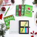 48 Pcs/24 Set Christmas Spiral Notepads Bulk Christmas Party Favors Gift Festive Christmas Theme Notebook with Sticky Note Notepad Ballpoint Pen for School Party Holiday Stocking Stuffer (Red & Green)