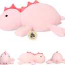IdeaMeme 22" 3.5 lbs Weighted Dino Stuffed Toys, Cute Animals Plushie Dolls Pillow Gifts for Kids Adults (Pink)