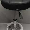 Round Rolling Stools PU Leather Seat Height Adjustable Swivel Stool with Wheels Black