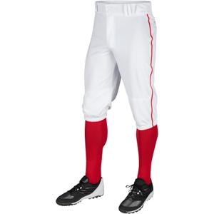 Champro Men's Triple Crown Baseball Pant Knickers with Braid (X-Large, White, Scarlet Pipe)