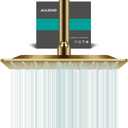 Square Rain Shower Head, High Flow Stainless Steel,Work with any decorative styleAll Metal Rainfall Shower Head (Brushed Gold, 10)