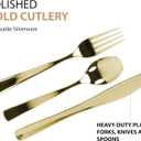 Gold Plastic Silverware Set, 160 Count, Extra Heavy Duty Flatware, Disposable Cutlery Utensils, 80 Forks, 40 Spoons, 40 Knives, Polished Gold, Bulk Pack