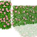 86 York Expandable Fence Privacy Screen Faux Ivy Decorative for Outdoor Garden Wall Patio Balcony, Artificial Hedge Lattice Fencing(Single Sided Leaves) (1, Hydrangea-Pink)
