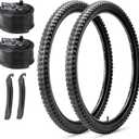 MOHEGIA Mountain Bike Tires Set: 2 Pack 26x2.1/27.5x2.1/ 29x2.1 Inch Folding Bicycle Tires Replacement and Pair 26/27.5/29 Inch Inner Tubes Schrader Valve with Tire Levers