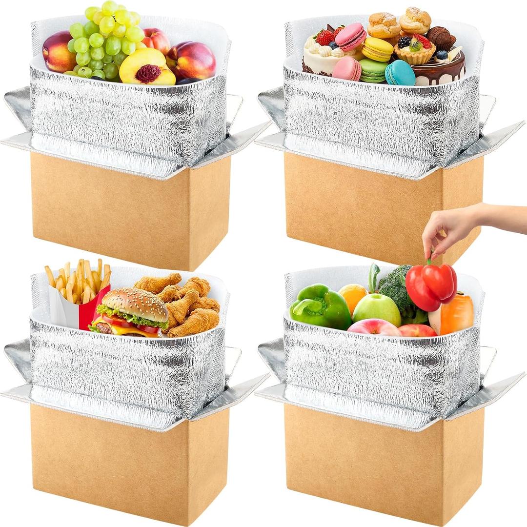 UNIFAMILY Insulated Shipping Box for Frozen with Aluminum Foil Liner, Cold Shipping Boxes for Food, Reusable Styrofoam Cooler Mailing Box for Hot Frozen Food Delivery (4pack Shipping Boxes)