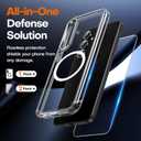 TAURI 3-in-1 for Samsung Galaxy S24 FE Case, Compatible with Magsafe, Military-Grade Protection with 2 Tempered Glass Screen Protectors, Shockproof Slim Phone Case for Galaxy S24 FE, Clear, Pack of 2