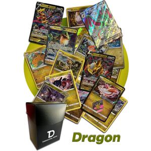 Dragon Type Pokemon Compatible TCG Assortment Bundle - Ultra Rare Card + 15 Random Cards + Dan123yal Deck Box