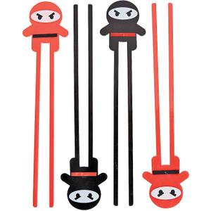 Fun Express Red & Black Ninja Plastic Chopsticks-(10.75") 12 Pieces, Standard, Multicolor