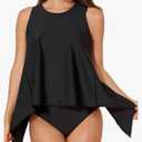 Smismivo Tankini Tops for Women Open Back Swim Tank Top Bathing Suit with Padded Sports Bra Bikini Top Two Piece No Bottom Size Medium