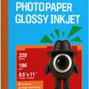 220 Sheets Inkjet Glossy Photo Paper 8.5x11 Inches 48lb-180Gsm for Inkjet Printers,A4 Letter Size Ideal for Brochure Paper, Flyers Paper Single Side, Suitable for All Dye Ink