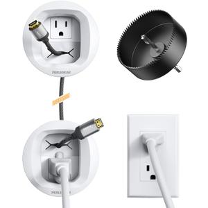 Perlegear in-Wall Cable Management Kit, TV Cord Hider for Wall Mounted TV and Speakers, Power and Low Voltage Wire Management. Includes Drill Template, Dust Bag and Drill Attachment for Easy Install