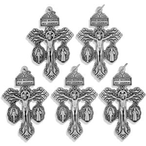 Venerare Deluxe Catholic Pardon Cross - Pack of 5 (Silver)