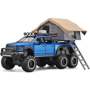 OANMYJJO Toy Trucks for Boys Age 4-7,Trucks for Kids F150 Diecast Truck,Model F150 Pickup Truck with Sightseeing Cabin,Pull Back Cars with Light and Sound,Trucks for Kids Ages 4-8Blue