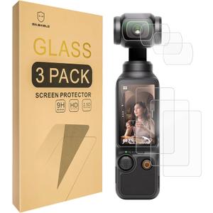 Mr.Shield Screen Protector For DJI Osmo Pocket 4/3 [Lens+LCD Screen] [3+3 Pack] [Tempered Glass] [Japan Glass with 9H Hardness] Screen Protector