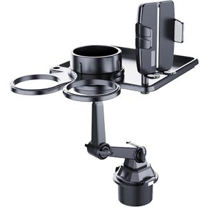 Cup Holder Tray for Car, Car Cup Holder Tray with Phone Stand, Car Table Tray, Detachable 360 Rotation, Ideal for Daily use and Road Trip Dining (1 Food Tray)