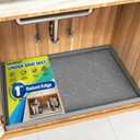 SIKADEER Thicken Under Sink Mat 34" x 22", Waterproof Food-Grade Silicone Tray, 1-Inch High Edge for Bathroom and Kitchen Cabinets, Easy to Clean, Flexible Shelf Liner Drip Tray (Dark Gray)
