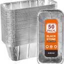 GrillChef 50-Pack Blackstone Griddle Accessories Grease Cup Liners, Drip Pan Aluminum Foil for Blackstone 17, 22, 28, 36 Inch Griddle, Grease Catcher Grill Tray, Disposable