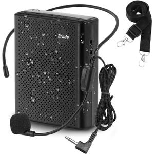 Voice Amplifier for Teachers with Wired Microphone Headset and Waistband, Portable Rechargeable Speaker Megaphone for Classrooms, Speeches, Tour Guide, Meeting, Coaches, Outdoors Indoors (black)